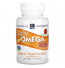 Рыбий жир для детей, Daily Omega Kids, Nordic Naturals, 1 в день, фруктовый вкус, 30  капсул