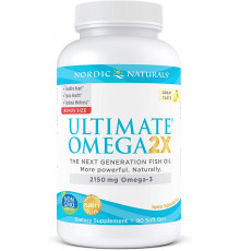 Омега 2X, Ultimate Omega 2X, Nordic Naturals, 2150 мг, 90 гелевих капсул