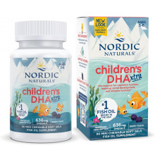 Омега-3, ДГК и ЭПК для детей 3-6 лет, DHA Xtra, Nordic Naturals, вкус ягод, 636 мг, 90 гелевых мини капсул