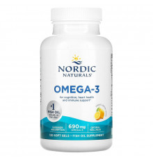 Очищенный рыбий жир, Omega-3, Nordic Naturals, лимон, 690 мг, 120 капсул