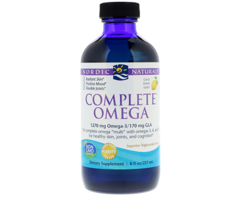 Омега 3 6 9, Complete Omega, Nordic Naturals, лимон, 237 мл.