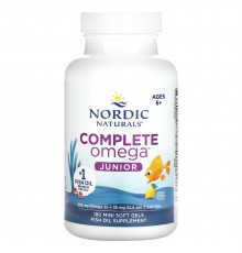 Рыбий жир для детей, Complete Omega, Nordic Naturals, от 6 до 12 лет, лимон, 180 мини гелевых капсул