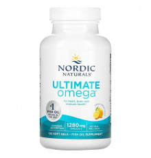 Рыбий жир, Ultimate Omega, Nordic Naturals, со вкусом лимона, 1280 мг, 120 капсул