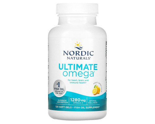 Рыбий жир, Ultimate Omega, Nordic Naturals, со вкусом лимона, 1280 мг, 120 капсул