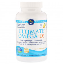 Рыбий жир омега-D3 (лимон), Ultimate Omega-D3, Nordic Naturals, 1000 мг, 120 гелевых капсул