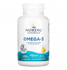 Очищенный рыбий жир, Omega-3, Nordic Naturals, лимон, 690 мг, 180 капсул