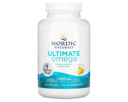 Рыбий жир в капсулах, Ultimate Omega, Nordic Naturals, лимонный вкус, 1280мг, 180 капсул