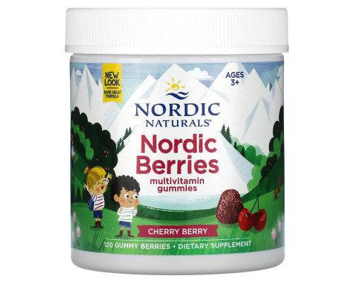 Полівітаміни для дітей від 3 років, Nordic Berries Multivitamin Gummies, Nordic Naturals, зі смаком вишні, 120 жувальних цукерок