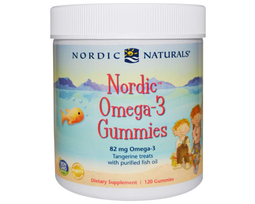 Рыбий жир для детей (мандарин), Omega-3 Gummies, Nordic Naturals, 82 мг, 120 желе