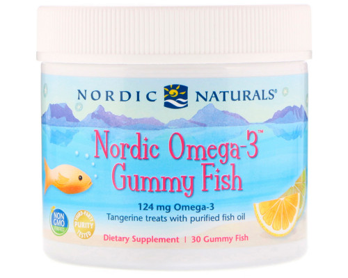 Рыбий жир для детей (мандарин), Omega-3 Gummy Fish, Nordic Naturals, 124 мг, 30 желе