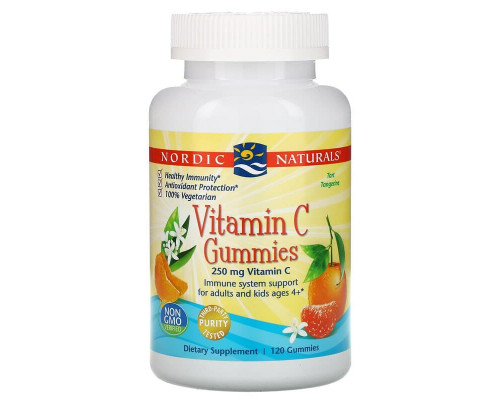 Витамин С жевательный, Vitamin C Gummies, Nordic Naturals, вкус мандарина, 120 шт.