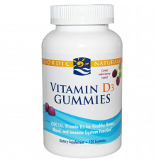 Витамин D3, Vitamin D3 Gummies, Nordic Naturals, лесные ягоды, 1000 МЕ, 120 желе