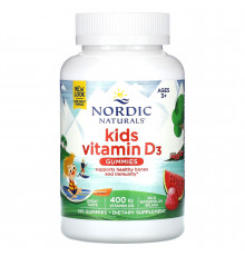 Витамин D3 для детей, Vitamin D3 Gummies KIDS,  Nordic Naturals,  400 МЕ, 120 жевательных конфет