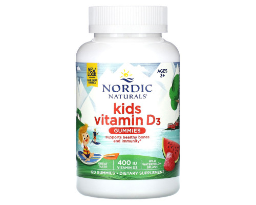 Витамин D3 для детей, Vitamin D3 Gummies KIDS,  Nordic Naturals,  400 МЕ, 120 жевательных конфет
