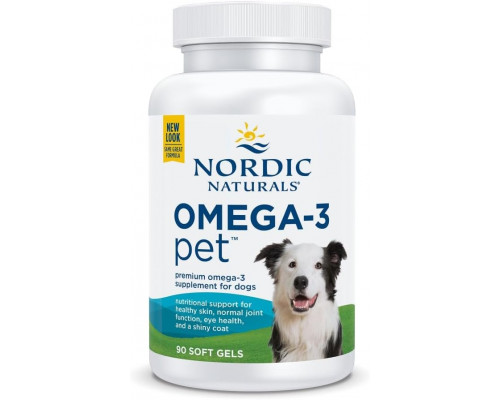 Омега-3 для собак, Omega-3 Pet, Nordic Naturals, способствует здоровью сердца, кожи, шерсти и иммунитета, 90 капсул