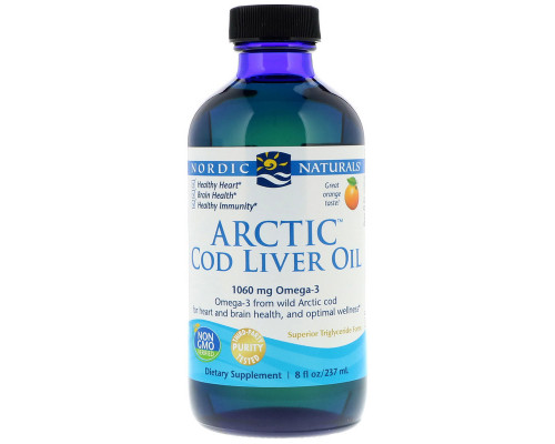 Рыбий жир из печени трески, Arctic Cod Liver Oil, Nordic Naturals, апельсин, арктический, 237 мл