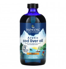 Рыбий жир из печени трески (апельсин), Cod Liver Oil, Nordic Naturals, арктический, 473 мл.