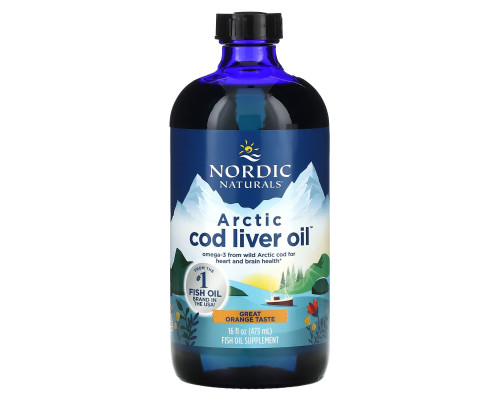 Рыбий жир из печени трески (апельсин), Cod Liver Oil, Nordic Naturals, арктический, 473 мл.