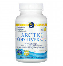Рыбий жир из печени трески, Cod Liver Oil, Nordic Naturals, лимон, арктический, 1000 мг, 90 капсул