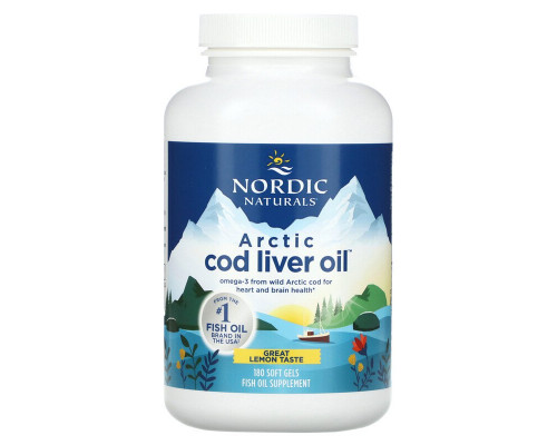 Рыбий жир из печени трески, Cod Liver Oil, Nordic Naturals, лимон, арктический, 1000 мг, 180 капсул