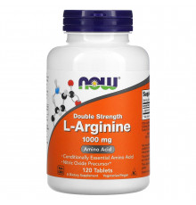 L-аргинин, L-Arginine, Now Foods, двойная сила, 1000 мг, 120 таблеток