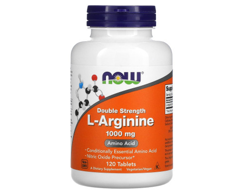 L-аргинин, L-Arginine, Now Foods, двойная сила, 1000 мг, 120 таблеток