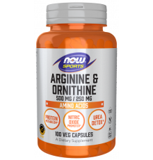 Аргинин и орнитин, Arginine & Ornithine, NOW Foods, Sports, 500 мг/250 мг, 100 вегетарианских капсул