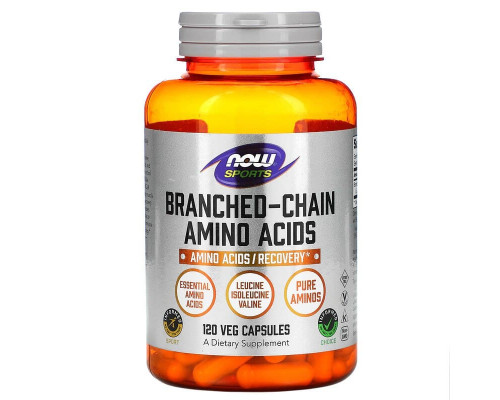 BCAA аминокислоты с разветвленной цепью, Amino Acids, Now Foods, Sports, 120 капсул