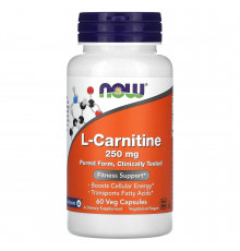 L-карнитин, L-Carnitine, Now Foods, 250 мг, 60 вегетарианских капсул