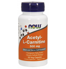 Ацетил Л карнитин, Acetyl-L-Carnitine, Now Foods, 500 мг, 50 вегетарианских капсул