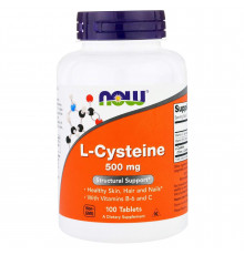 Цистеин, L-Cysteine, Now Foods, 500 мг, 100 таблеток