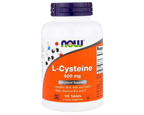 Цистеин, L-Cysteine, Now Foods, 500 мг, 100 таблеток