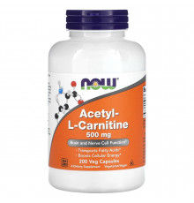 Ацетил карнитин, Acetyl-L Carnitine, Now Foods, 500 мг, 200 вегетарианских капсул