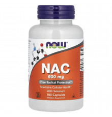 N-ацетилцистеин с селеном, NAC (N-Acetyl Cysteine), Now Foods, 600 мг, 100 капсул