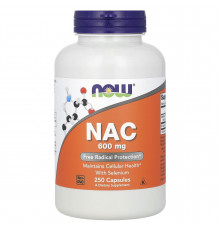 Ацетилцистеин, NAC (N-Acetyl Cysteine), Now Foods, 600 мг, 250 вегетарианских капсул