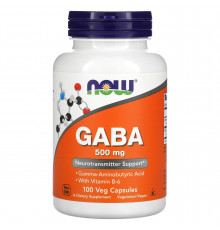 Гамма-аминомасляная кислота с витамином В-6, GABA with Vitamin B-6, NOW Foods, 500 мг, 100 вегетарианских капсул