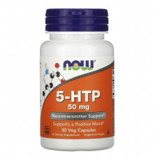 5-HTP, 5-гидрокситриптофан, 5-HTP, Now Foods, 50 мг, 30 вегетарианских капсул