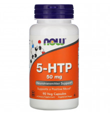 5-HTP, 5-гидрокситриптофан, 5-HTP, Now Foods, 50 мг, 90 вегетарианских капсул