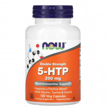 5-HTP, 5-гидрокситриптофан, 5-HTP, NOW Foods, двойная сила, 200 мг, 120 вегетарианских капсул