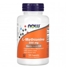 Метионин, L-Methionine, Now Foods, 500 мг, 100 капсул.