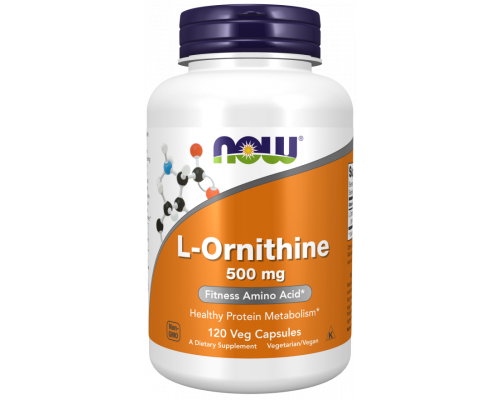 L-орнитин, L-Ornithine, Now Foods, 500 мг, 120 вегетарианских капсул