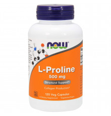 Пролин, L-Proline, Now Foods, 500 мг, 120 вегетарианских капсул