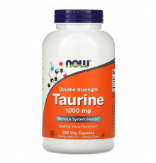 Таурин, Taurine, Now Foods, двойная сила, 1000 мг, 250 вегетарианских капсул