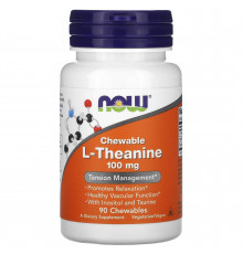 L-теанин, Chewable L-Theanine, Now Foods, 100 мг, 90 жевательных таблеток