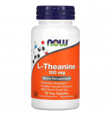 L-теанин, L-Theanine, Now Foods, 100 мг, 90 вегетарианских капсул