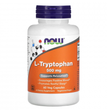 Триптофан, L-Tryptophan, Now Foods, 500 мг, 60 капсул