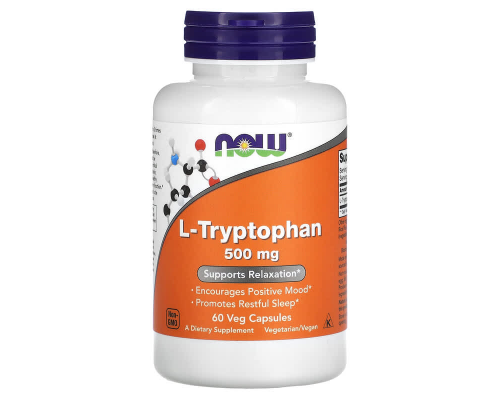 Триптофан, L-Tryptophan, Now Foods, 500 мг, 60 капсул