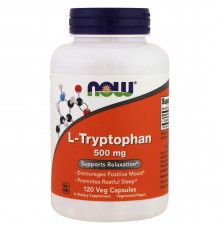 Триптофан, L-Tryptophan, Now Foods, 500 мг, 120 вегетарианских  капсул