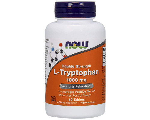 Триптофан (L-Tryptophan), Now Foods, двойная сила, 1000 мг, 60 таблеток