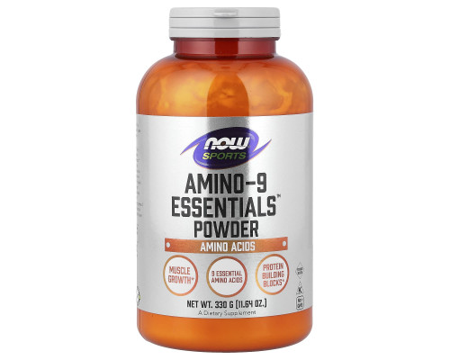 Аминокислоты в спорте, Amino-9 Essentials, Now Foods,  Sports, порошок, 330 г